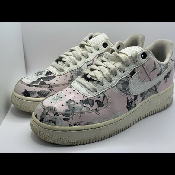 Nike Air Force 1 Low Floral Pink Grey Sneakers Women's Size 8.5‎ AO1017-102 - Picture 7 of 10